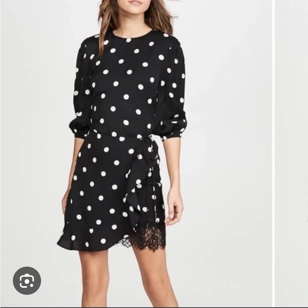 Rebecca Vallance Black and White Ruffled Tie Front Sundress